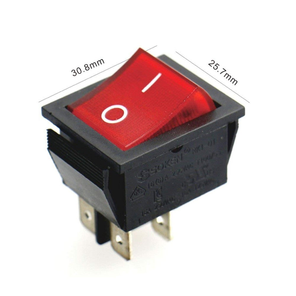 Baomain Soken Red Light DPST ON/Off Snap in Boat Rocker Switch 4 Pin 16A/250V UL TUV List RK101