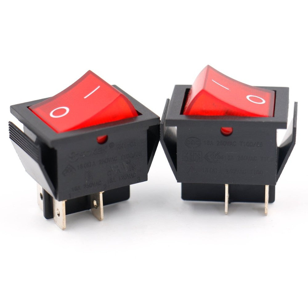 Baomain Soken Red Light DPST ON/Off Snap in Boat Rocker Switch 4 Pin 16A/250V UL TUV List RK101