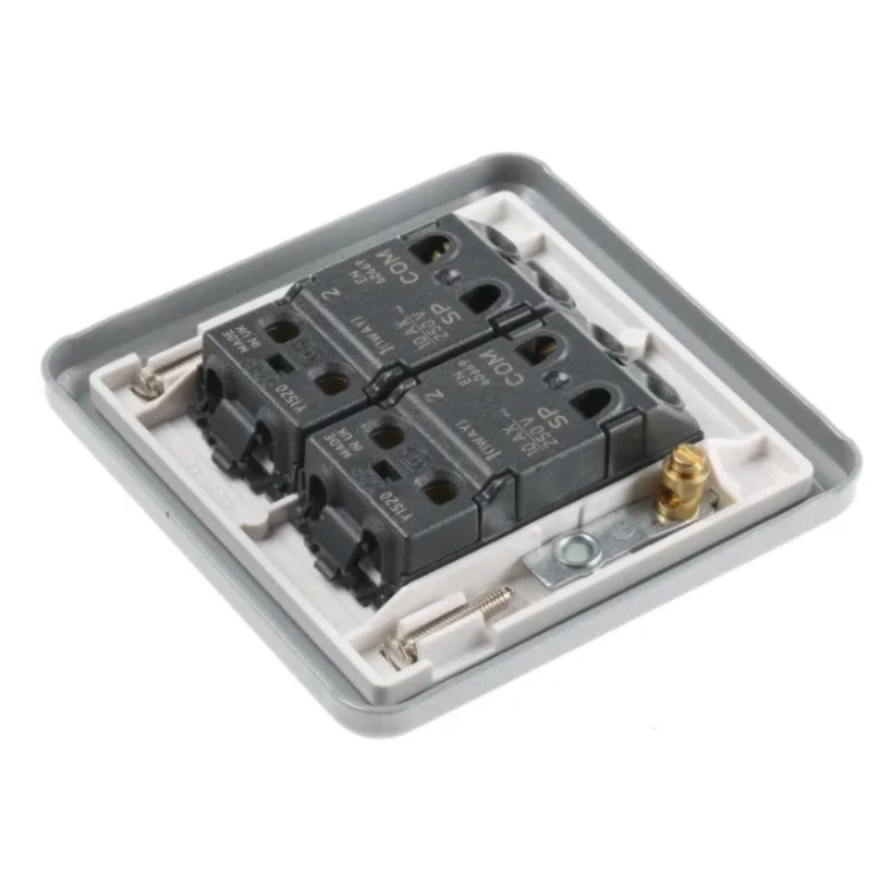 Switch, Lever, 10A, Standard, 2 Gang, 2 Way, Metalclad Plus, Manufacturer Part Num: K3592 Alm K3592 Alm/M1204