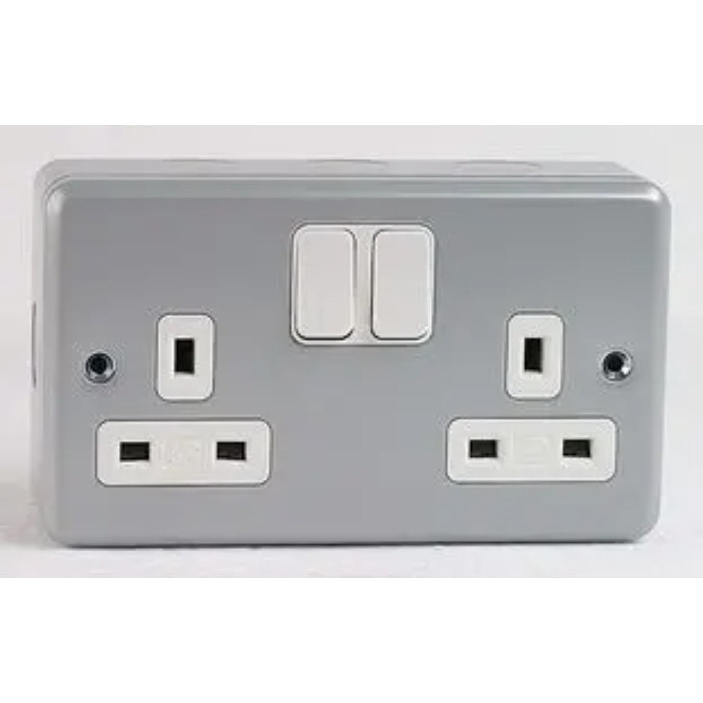 Socket, Switched, Metal Clad, 2 Gang, 13A, Manufacturer Name: Mk,