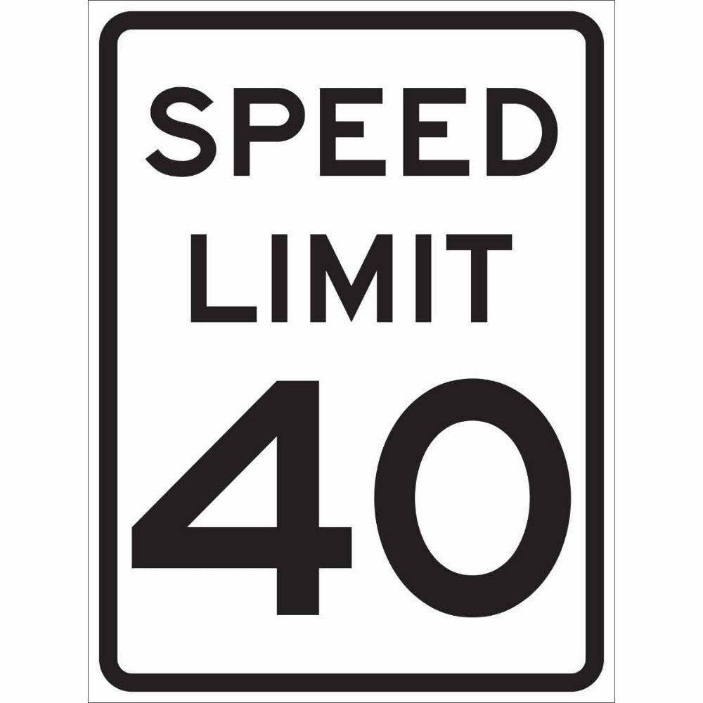 Sign, Traffic, Speed Limit 40, Aluminum, 18 X 24 Inches 302194