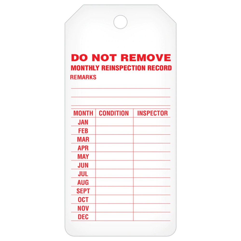 Monthly Inspection Record Tag Roll RT8022C
