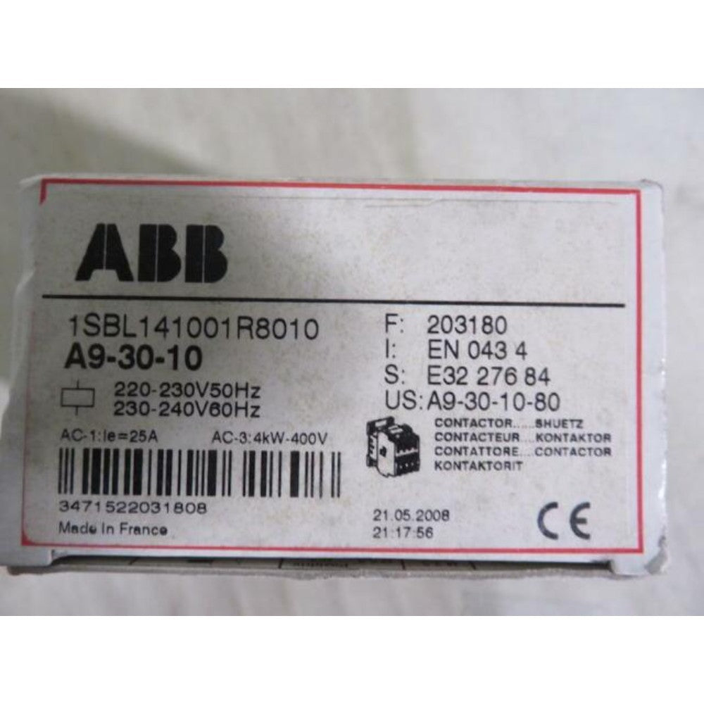 Contactor, Magnetic, 3 Pole, 50/60Hz, 100A 1Sbl351001R8000, A50-30-00