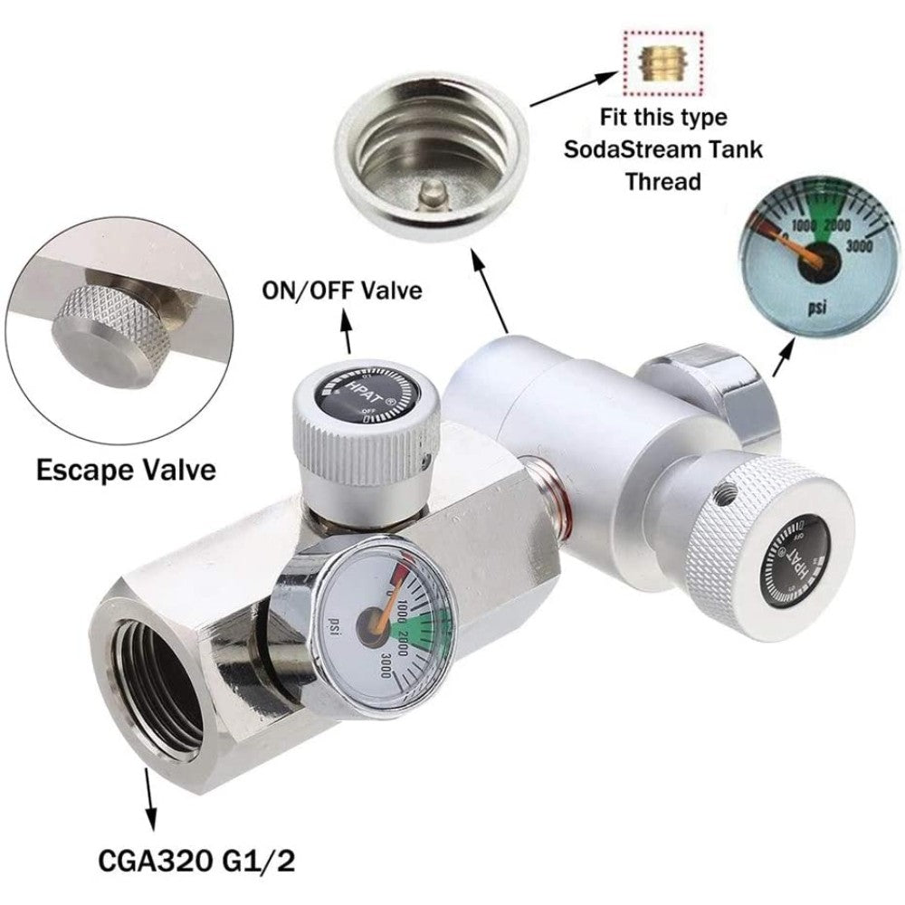 Tank Refill Adapter Connector Kit For Filling Soda Maker Sodastream Tank CGA320 G1/2 CO2