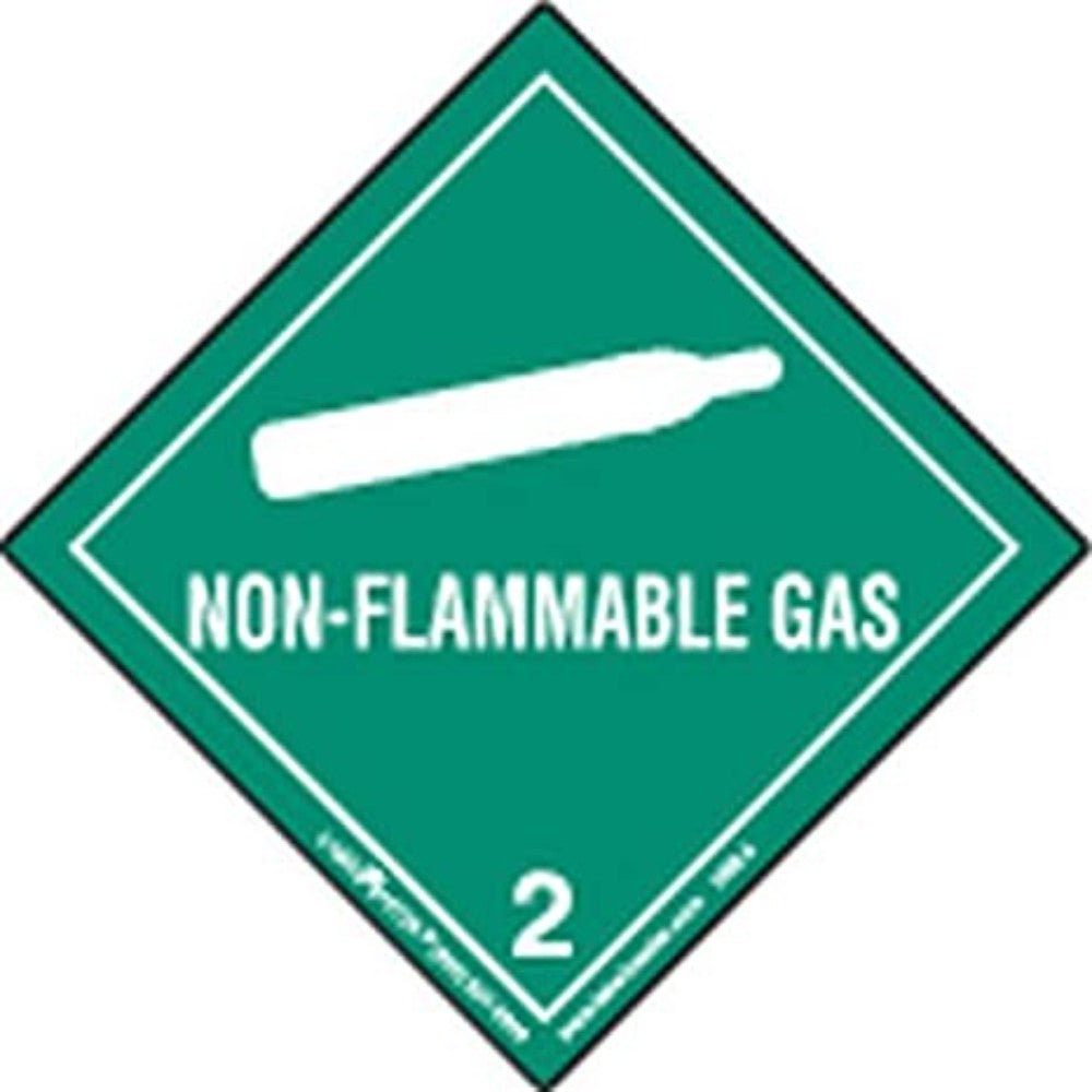 Labelmaster Non-Flammable Gas Worded Label, PVC-Free Film, Hazmat, 4" x 4" (Pack of 25) HMSL45S