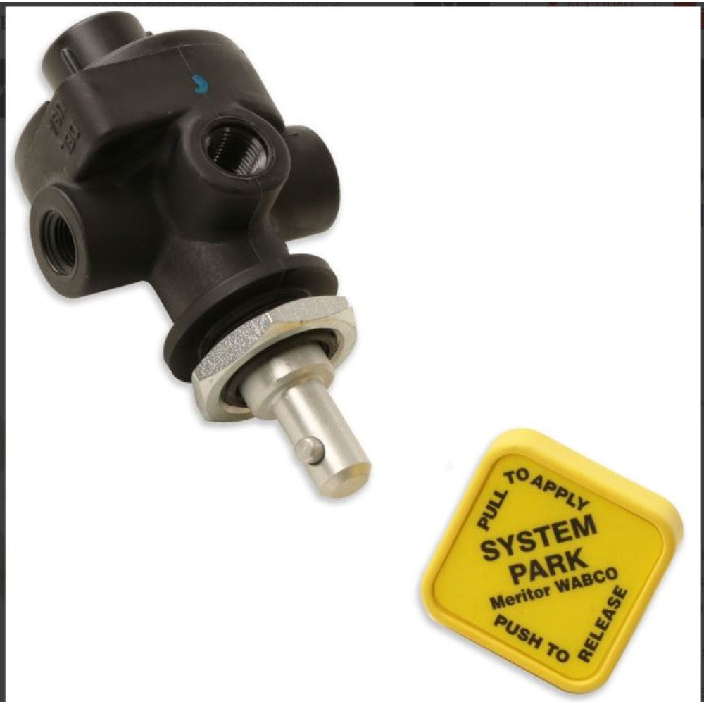 Valve, Brake Pneumatic, Parking, W/ Yellow Knob, 1/8 Inch Npt, 3.2 X 1.5 Inches 9366490010