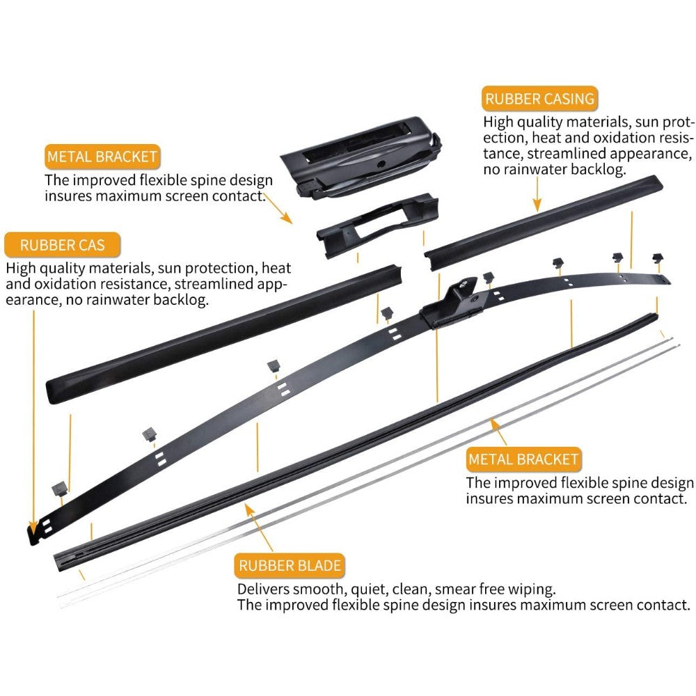 Blade, Windshield Wiper, Front, Rubber, Steel, 26 X 2 Inches 241630