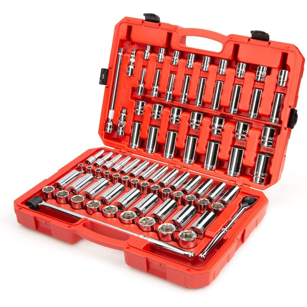 Socket Set, Socket Wrench, 6 Point, 1/2 Inch, 84 Pieces Skt25302