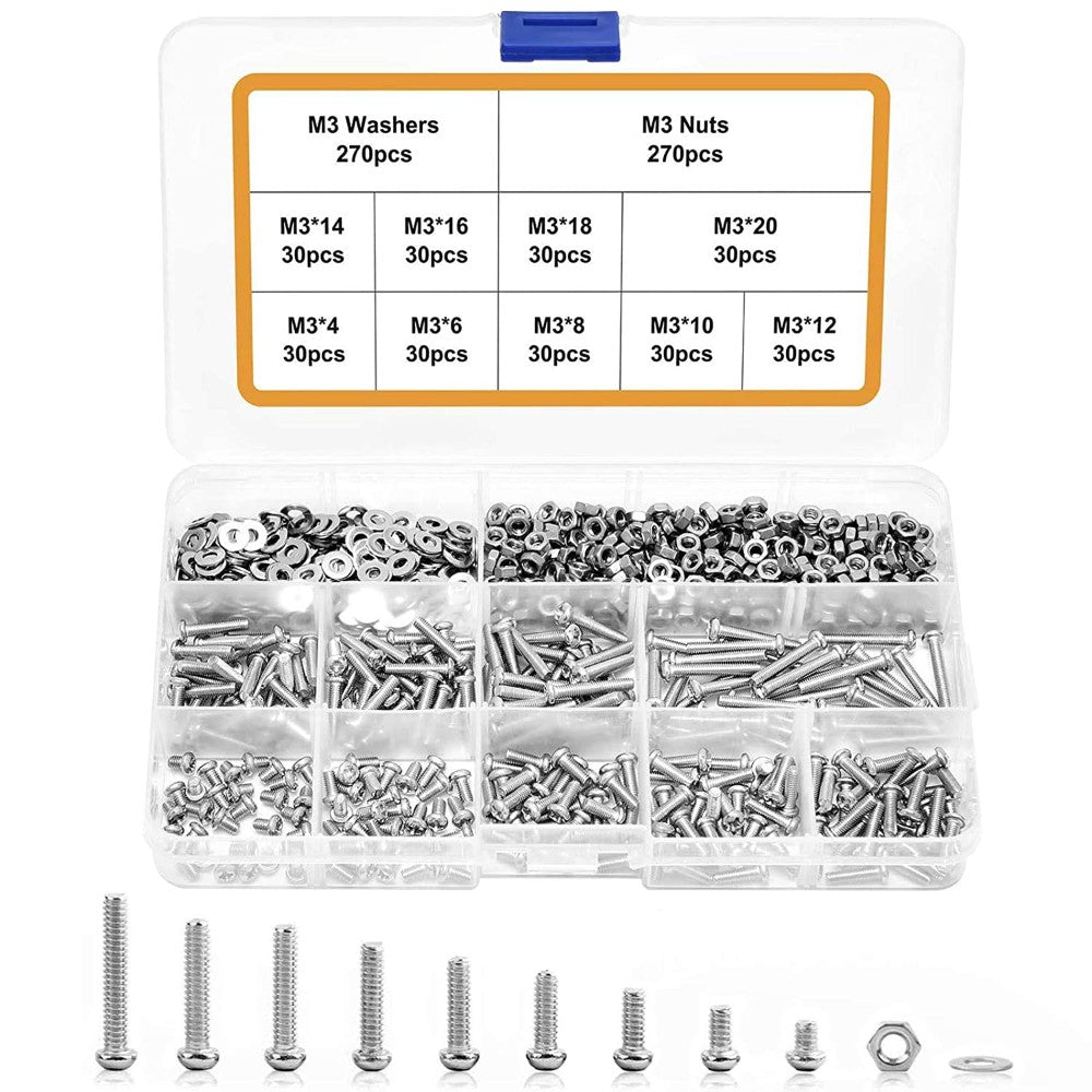 Screw Assortment, Machine, Steel, 1200 Pieces 67758680