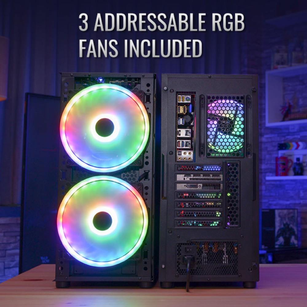 AEROCOOL CC AirHawk Duo-G-BK-v1/Duo Fan x 3, USB3.0 x 2-Glass Edition-Black - TagTorch
