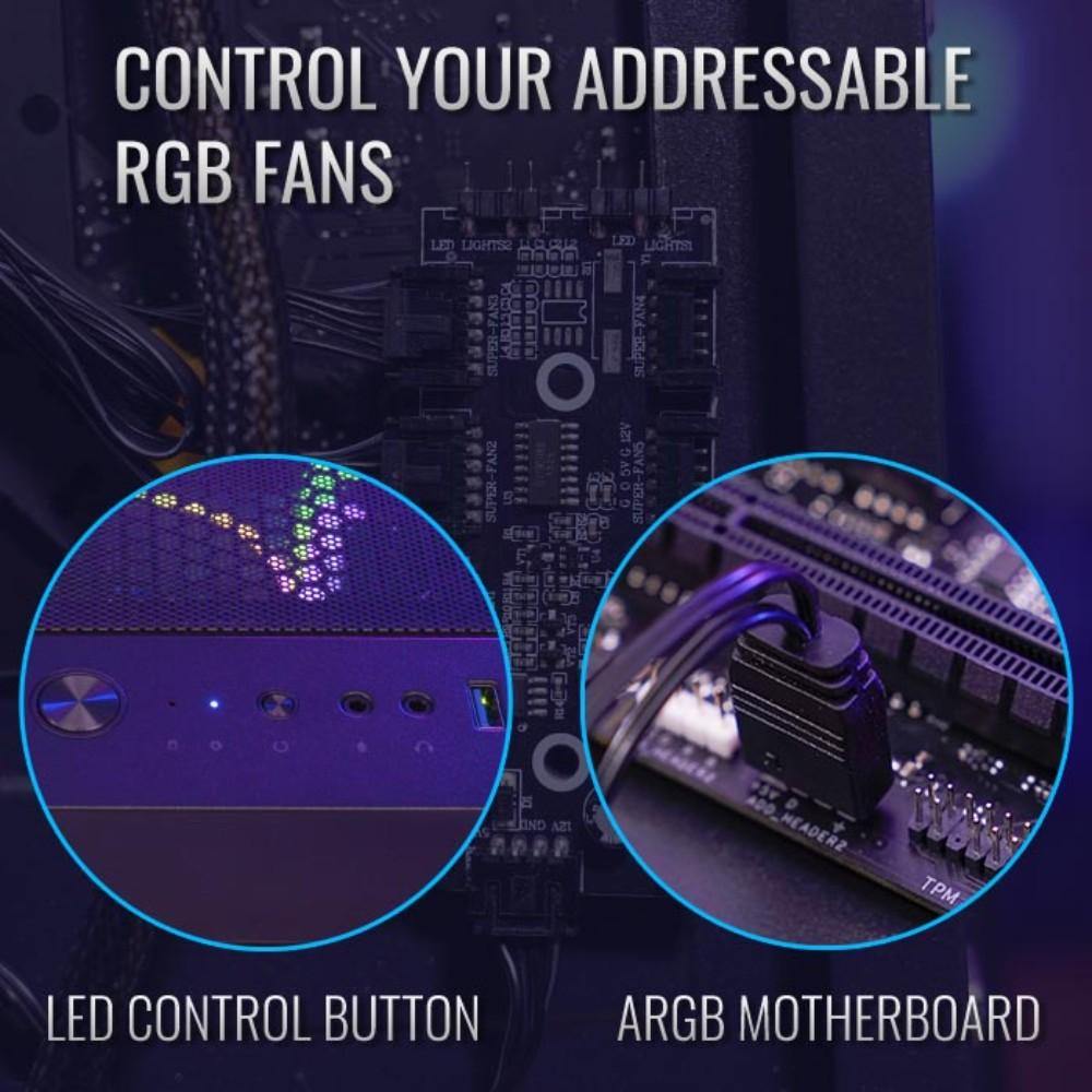AEROCOOL CC AirHawk Duo-G-BK-v1/Duo Fan x 3, USB3.0 x 2-Glass Edition-Black - TagTorch
