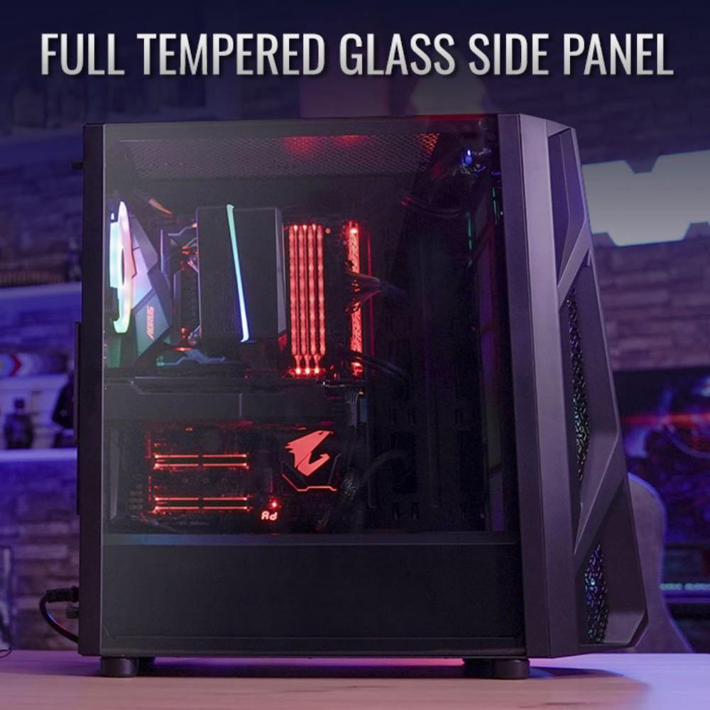 AEROCOOL CC AirHawk Duo-G-BK-v1/Duo Fan x 3, USB3.0 x 2-Glass Edition-Black - TagTorch