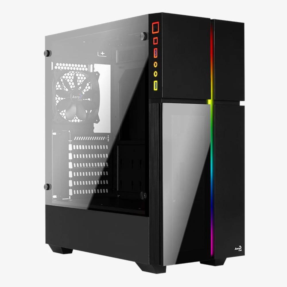 Aerocool Playa G-BK-V3 RGB Mid Tower Case - Black - TagTorch