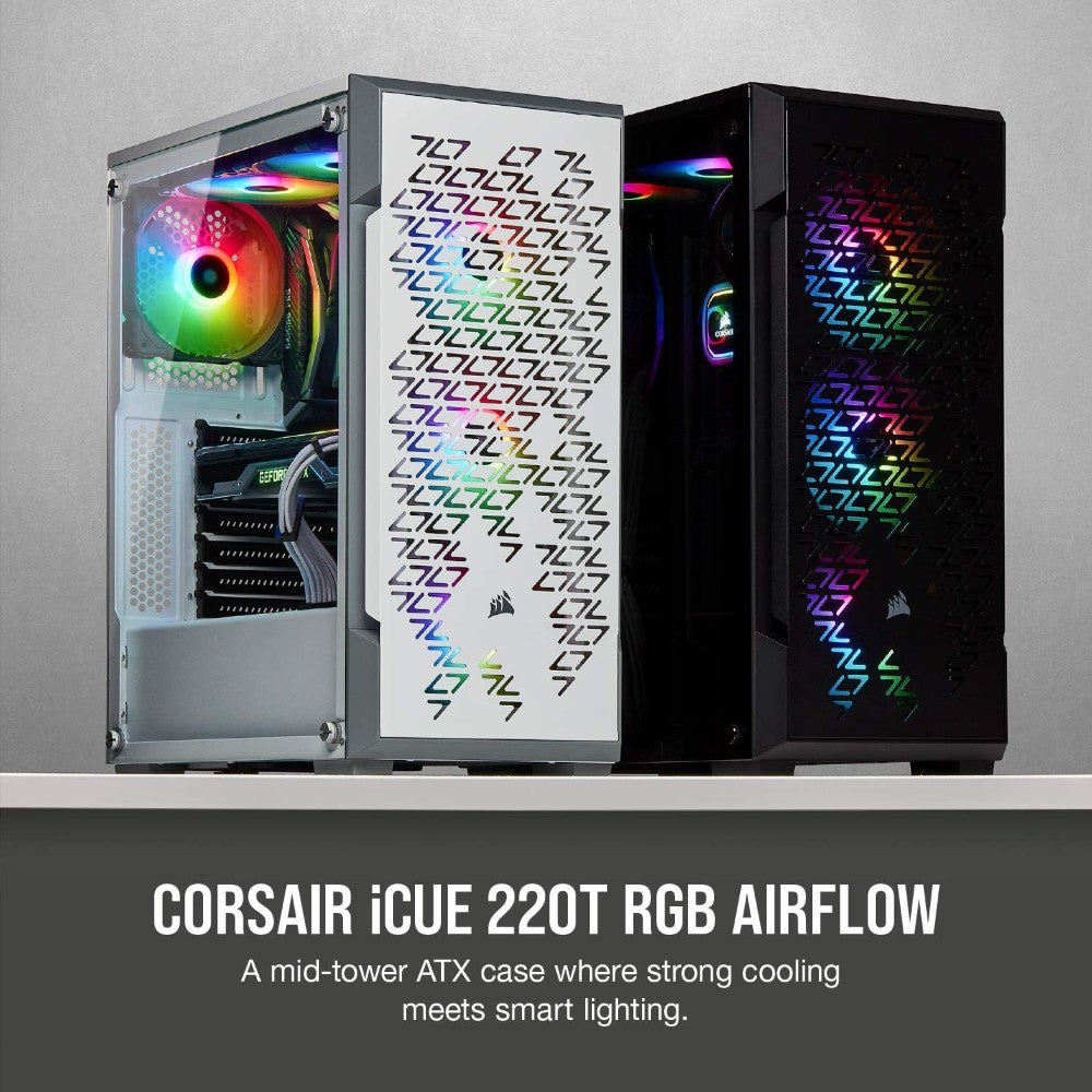 Corsair ATX iCUE 220T RGB Mid Tower Case - White