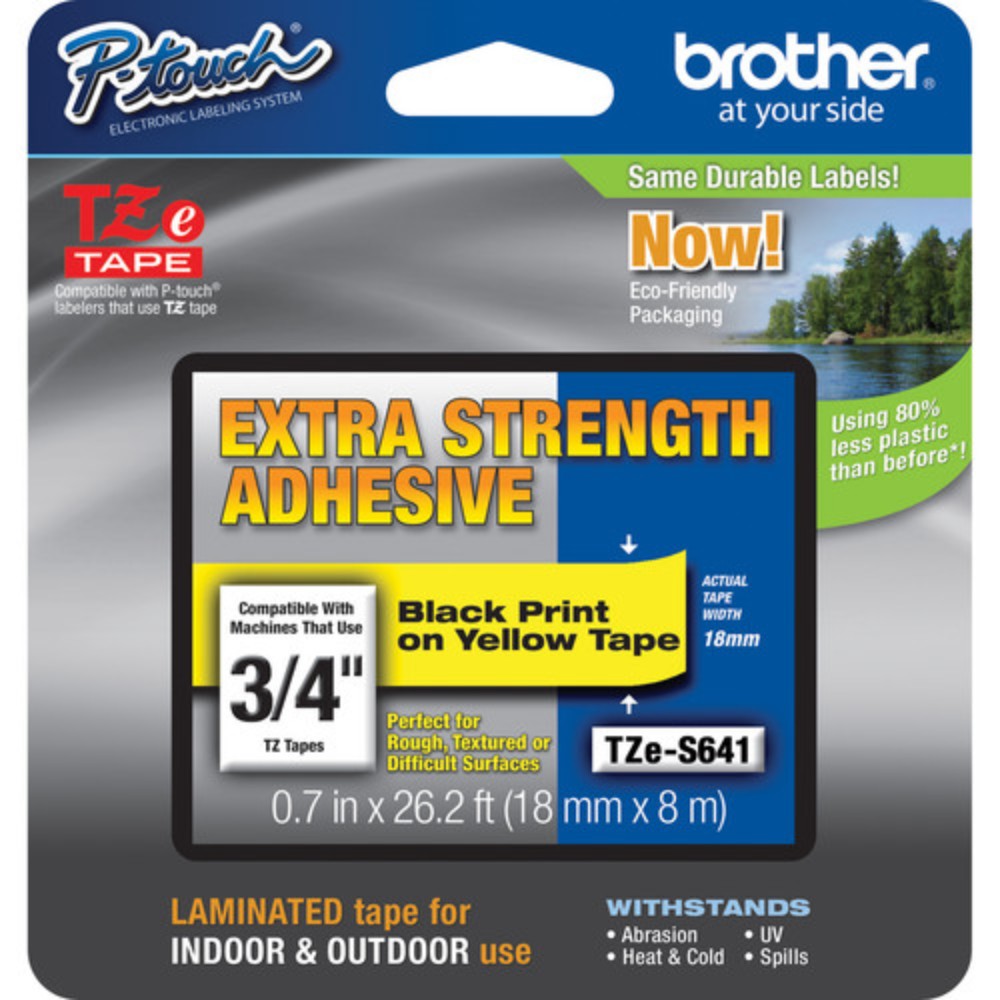 Label Tape, Pressure Sensitive Adhesive, Black On Yellow, 18 Mm X 8 Meter TZE-S641