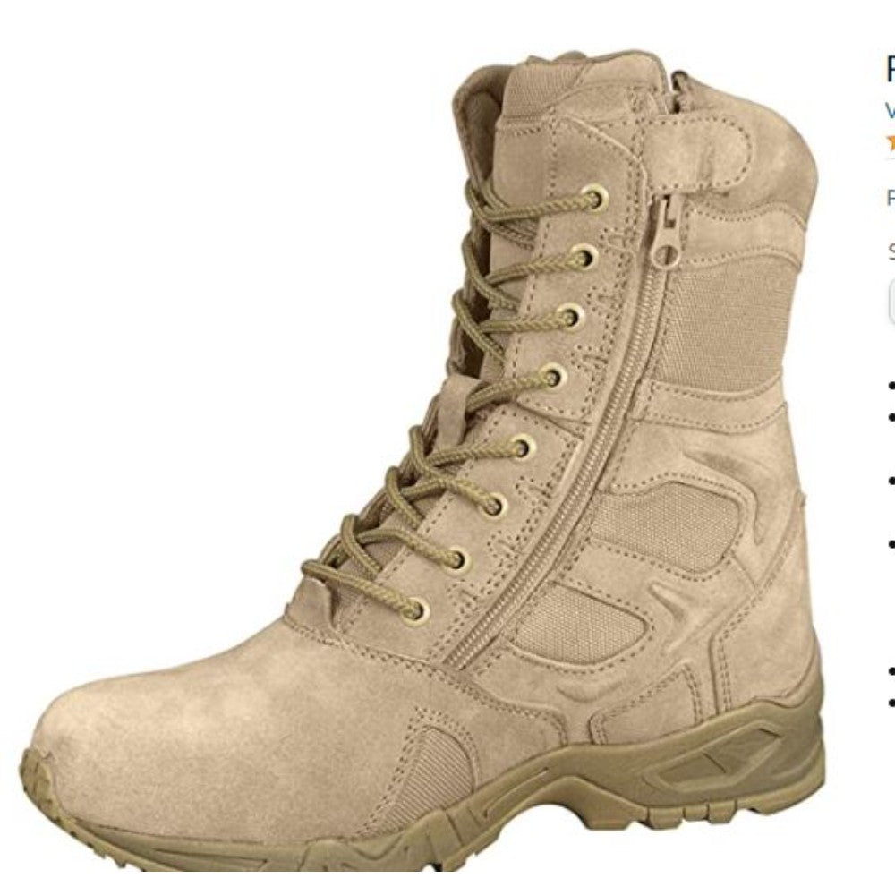 Boots, With Or Without Zipper, Desert Tan, 8 Inches, Size 12