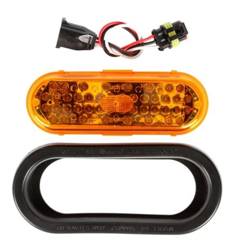 Light Assembly, Indicator, Oval, Led, Polycarbonate, Yellow, 12V, 3 Wire, 16 Awg 60094Y