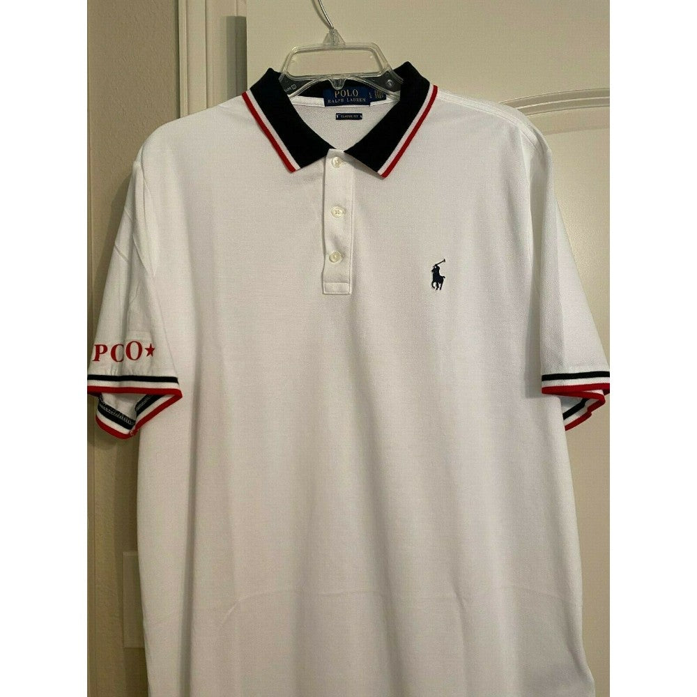 Shirt, Short Sleeve, Polo, Cotton, White, Lg