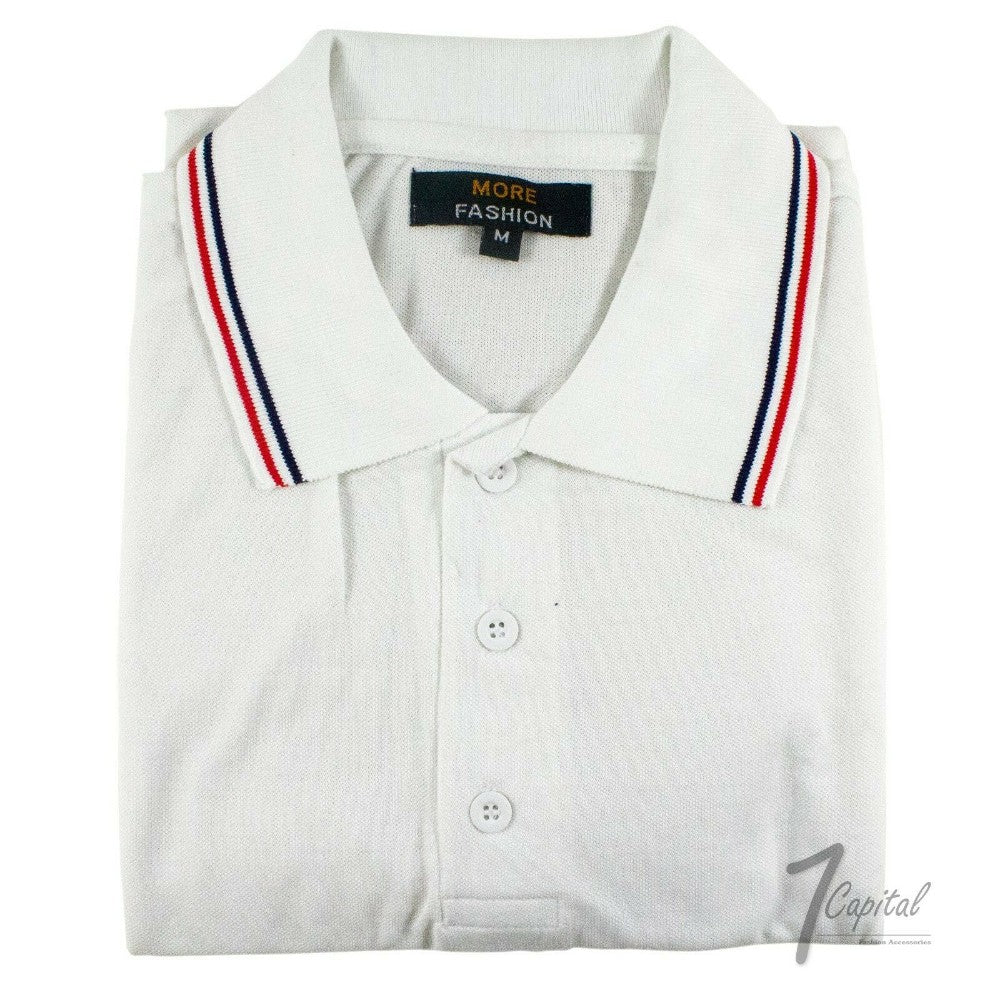 Shirt, Short Sleeve, Polo, Cotton, White, Xl