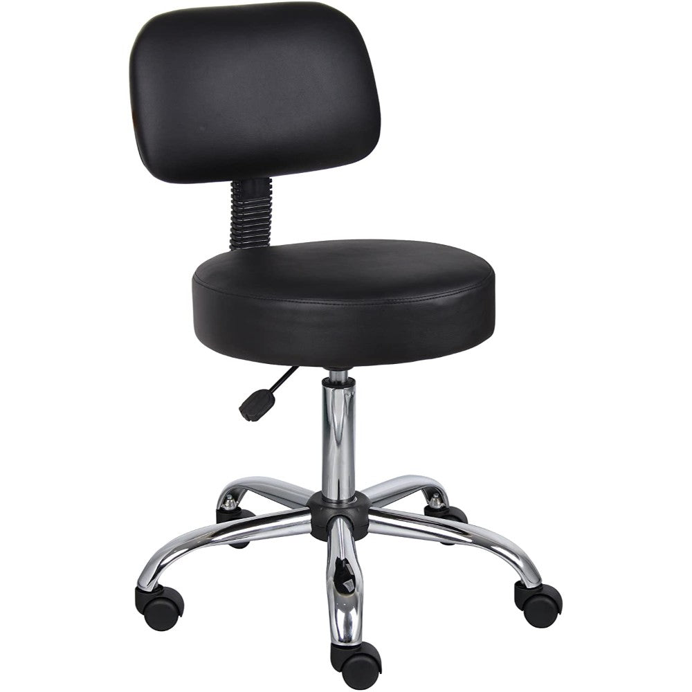 Boss Office Products B245-Bk Be Well Medical Spa Stool With Back In Black Boss Office Products B245-BK