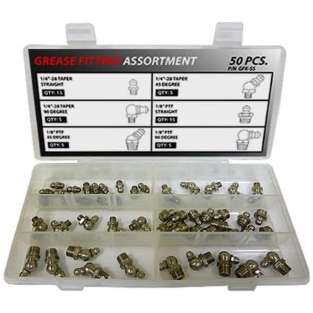 Screw Assortment, Grease Fitting, Taper/Ptf, Stainless Steel, 50 Pieces GFK-SS