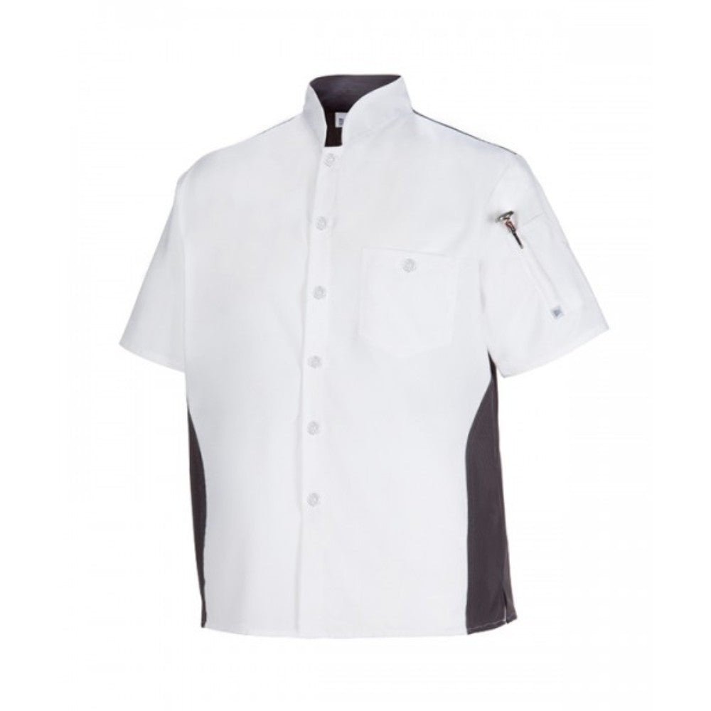 Shirt, Chef'S, Poly/Cotton, White & Charcoal, Med 545