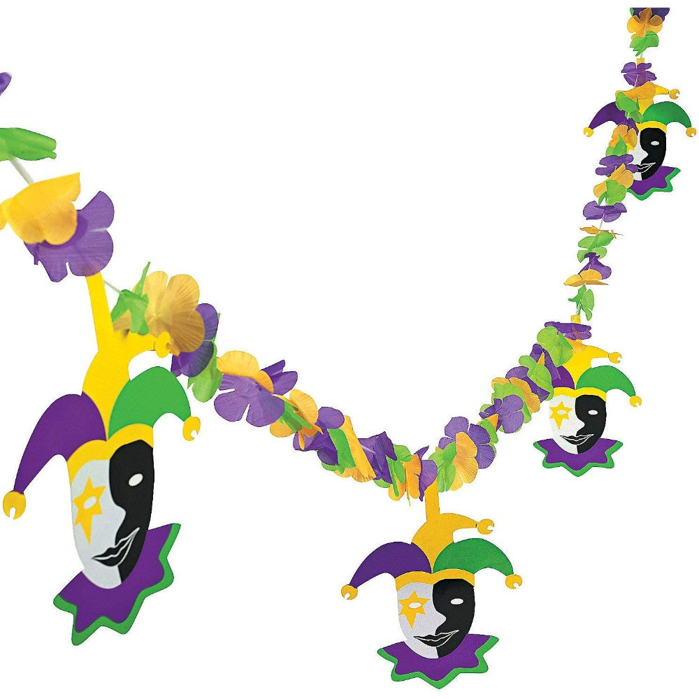 Mardi Gras Flower Garland With Jester Cutouts 31/87