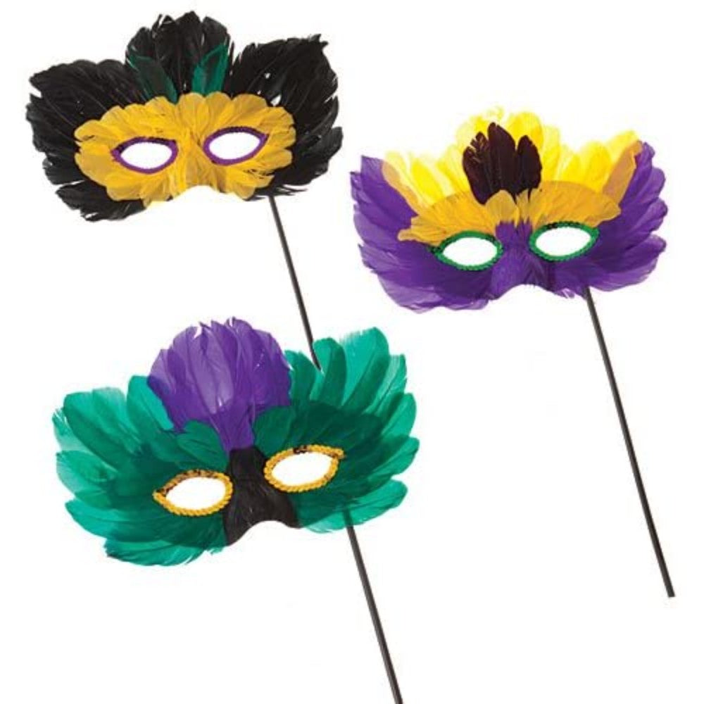 Mardi Gras Feather Half Mask, Per Dozen 31/229