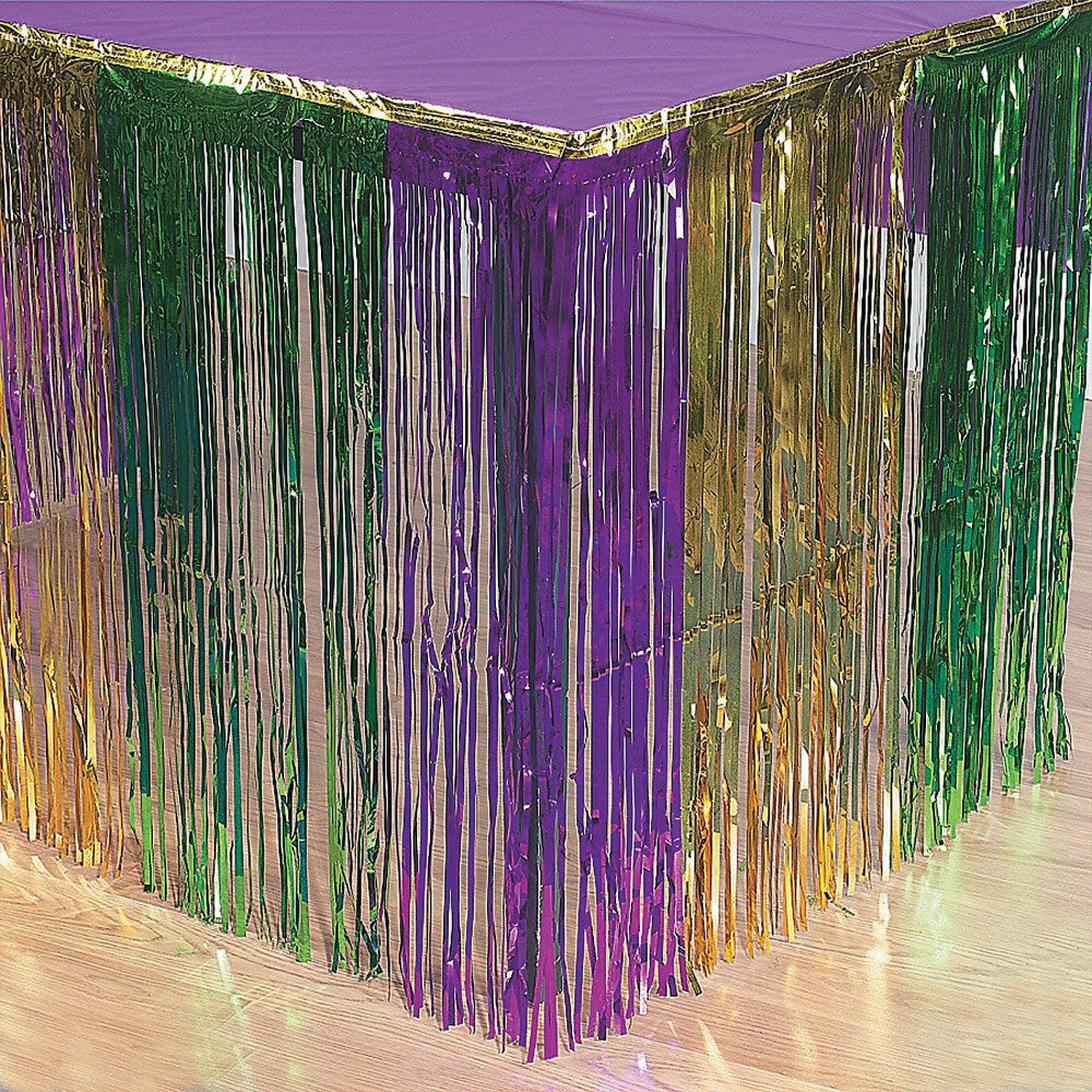 Metallic Fringe Mardi Gras Table Skirt, 9 Ft. X 29" 31/110