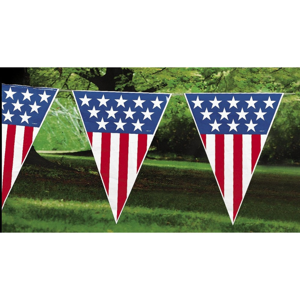 Large Patriotic Plastic Pennant Banner, 24 Feet 35/114