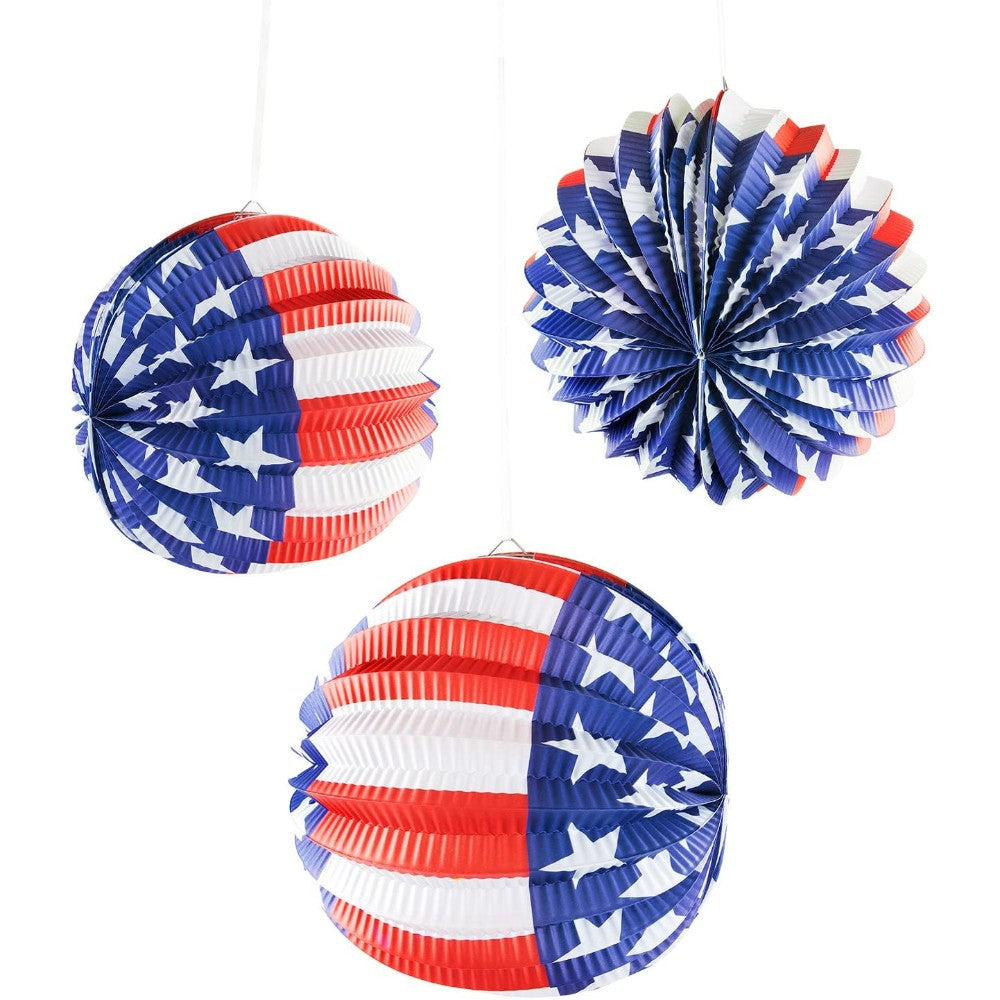 Patriotic Burst Hanging Paper Lantern, 6 Pcs. Per Set 13696491