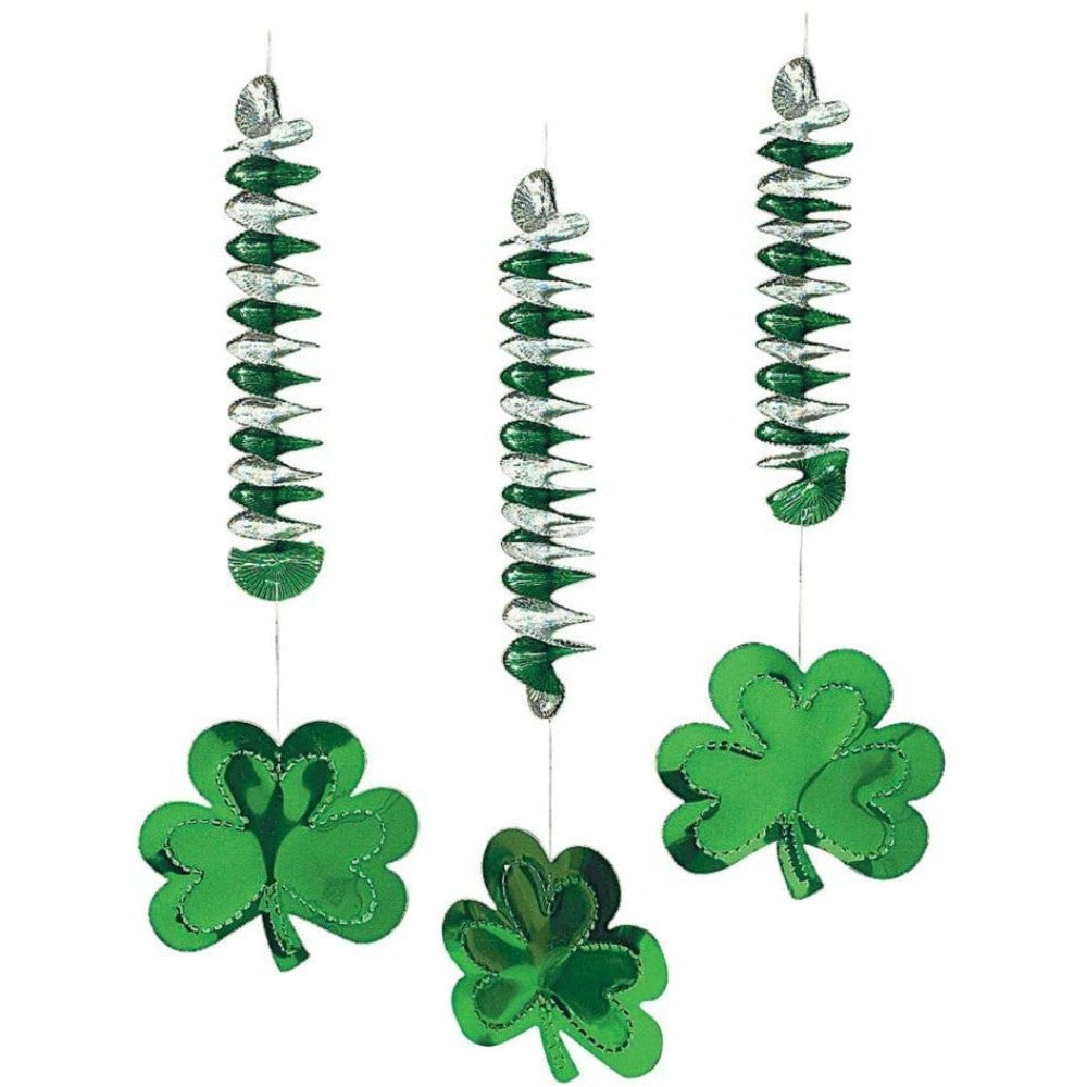 St. Patricks Day Shamrock Dangling Spirals, Set Of 12 70/716