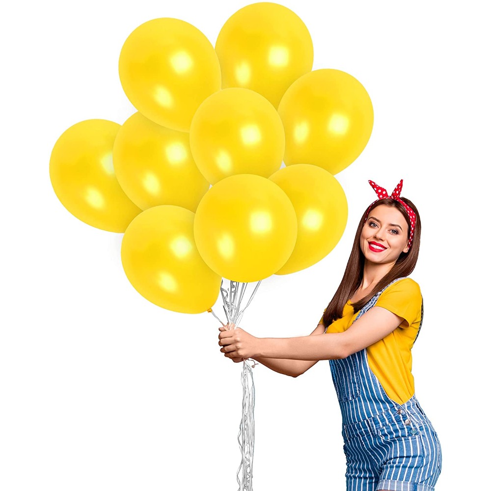 Yellow Metallic Latex Balloon, Pkg/100 BLM11-YEL-HDR