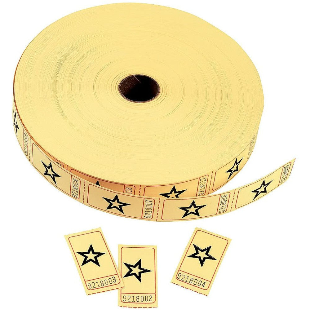 Yellow Star Single Roll Tickets, 2000 Tickets Per Roll 51/38