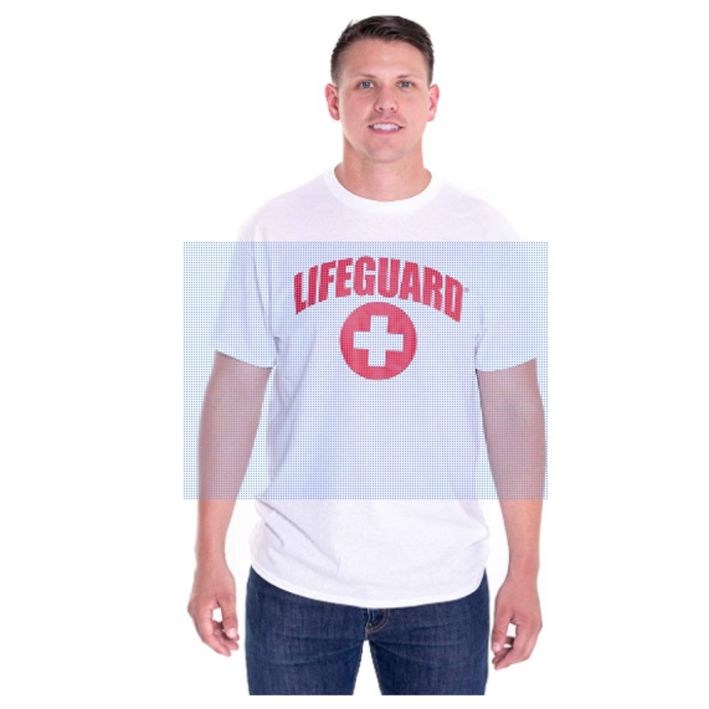 T-Shirt, Round Neck, Short Sleeve, Life Guard, White, Md 1016