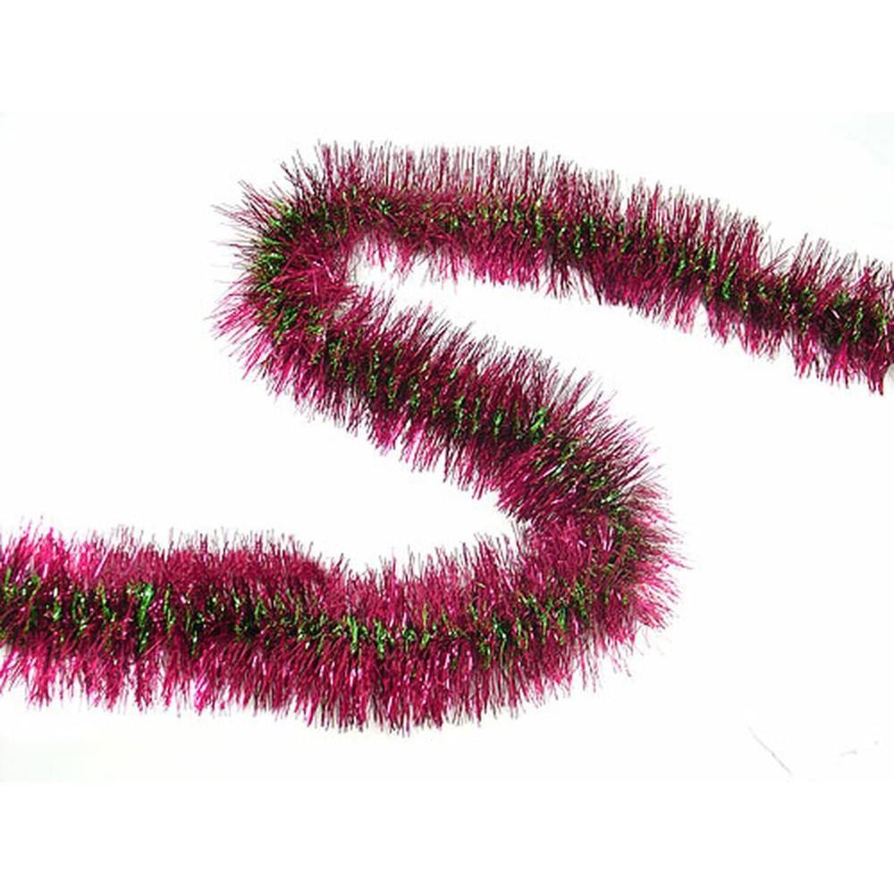 12' Luscious Red With Green Spiral Christmas Tinsel Garland - Unlit, 12' Long X 4" Wide FC YOUNG RS-23 - TagTorch