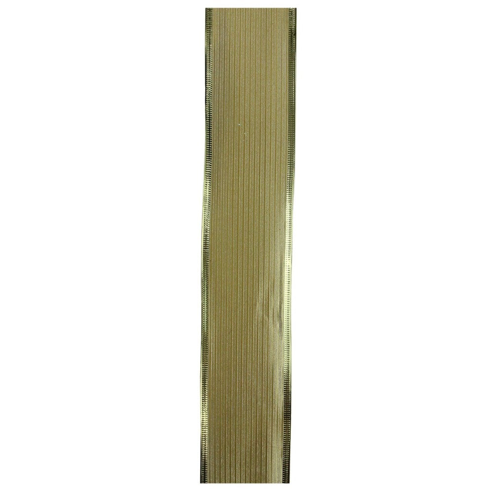 Pack Of 12 Shimmery Gold Horizontal Wired Christmas Craft Ribbon Spools - 2.5" X 120 Yards Total NORTHLIGHT J04111