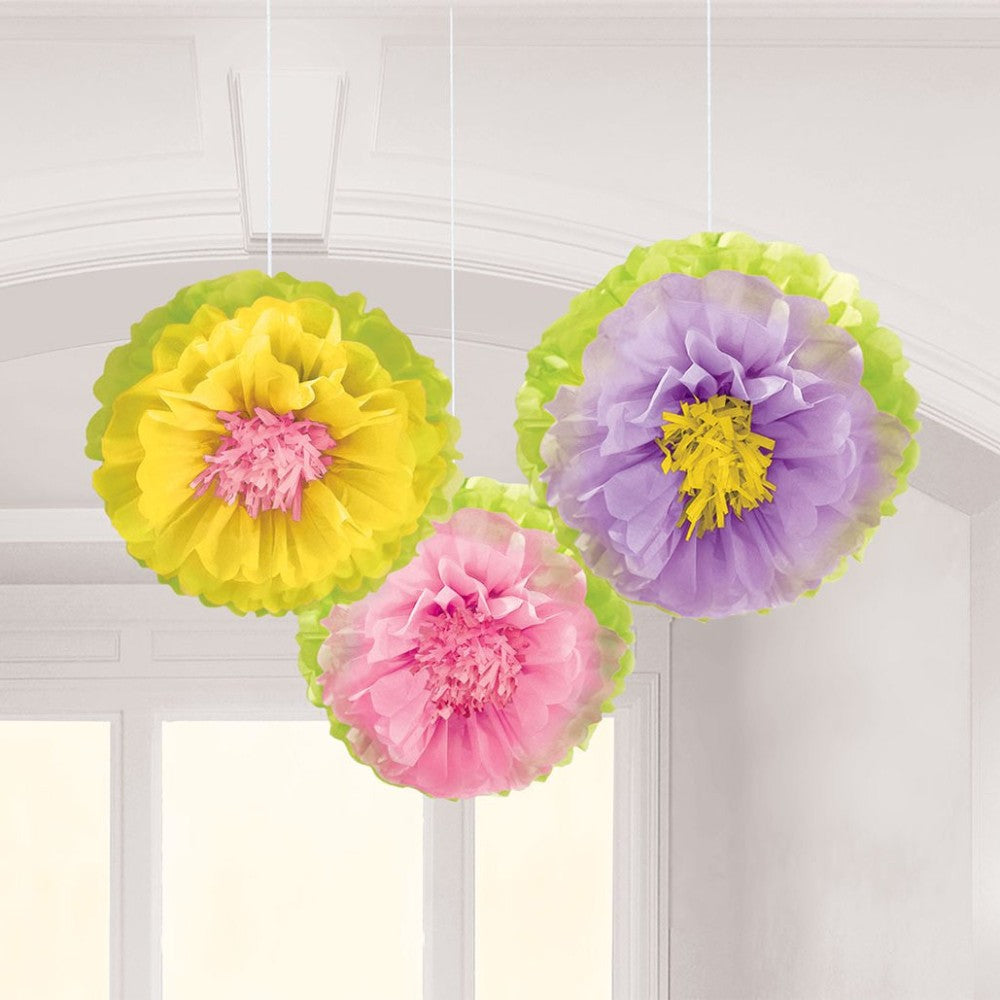 Spring Flower Fluffy Tissue Decorations, Pkg/3 TISSPF
