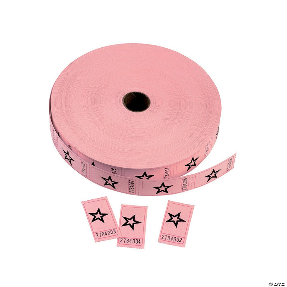 Pink Star Single Roll Tickets, 2000 Tickets Per Roll 51/37