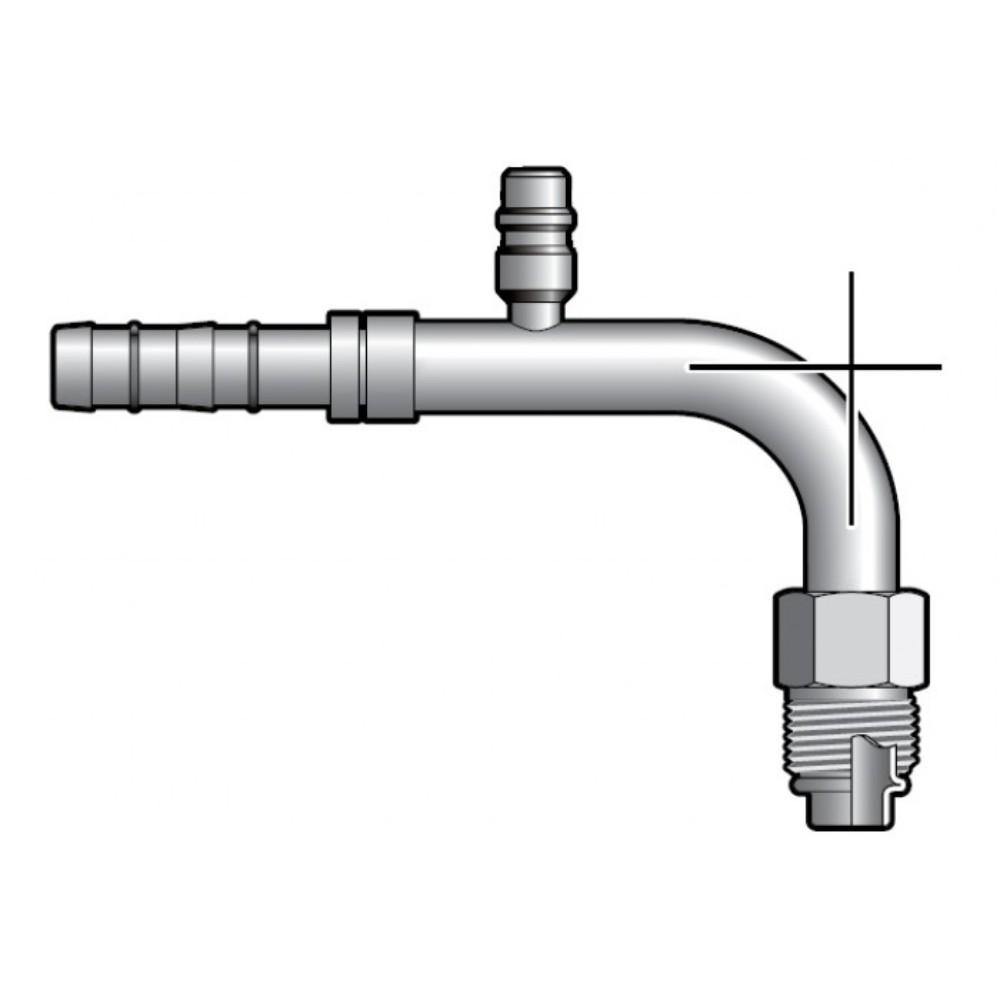 Aeroquip E-Z Clip 90 Degree Male O-Ring Fitting With High Side Charge Port 134A - No. 8 Hose Size - Rd-5-10576-1P 70R8398 - TagTorch