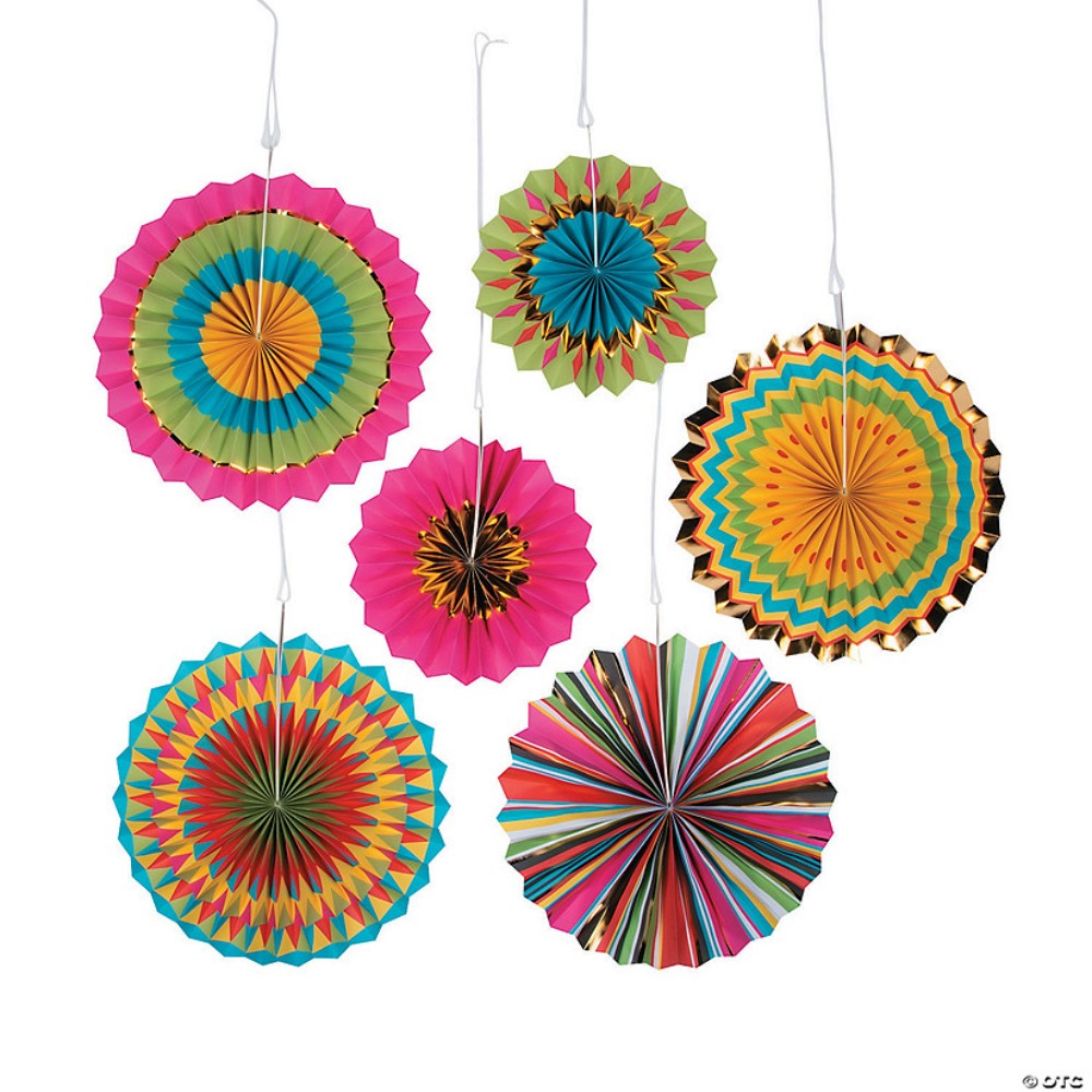 Fiesta Hanging Paper Fan Decorations 13834556
