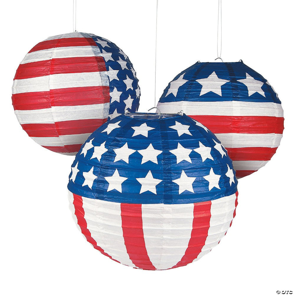 Patriotic Flag Hanging Paper Lanterns, Per Dozen 13696208
