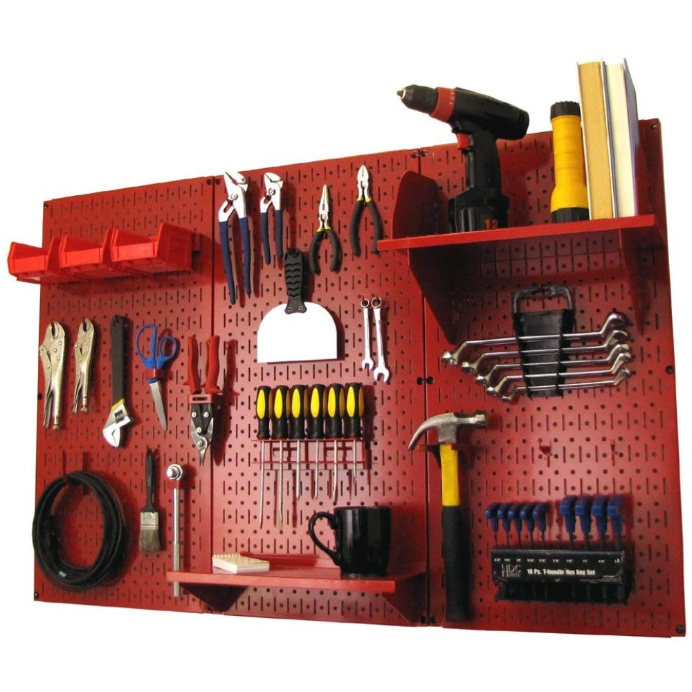 Toolboard, Wall Mounted, W/Hooks, Steel, Red, 48 X 32 Inches 30-WRK-400 R