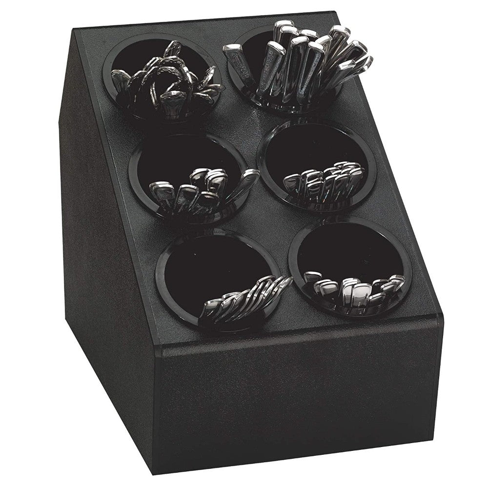 Rack, Flatware, Countertop Dispenser, Polystyrene, 6 Compartments, Black, 13 X 10-1/8 X 15-3/8 Inches