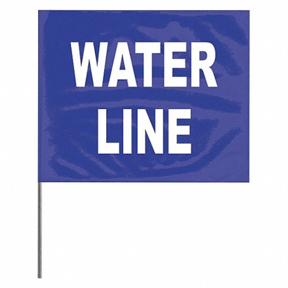 Marking Flag, 'Water Line", Blue, 4"