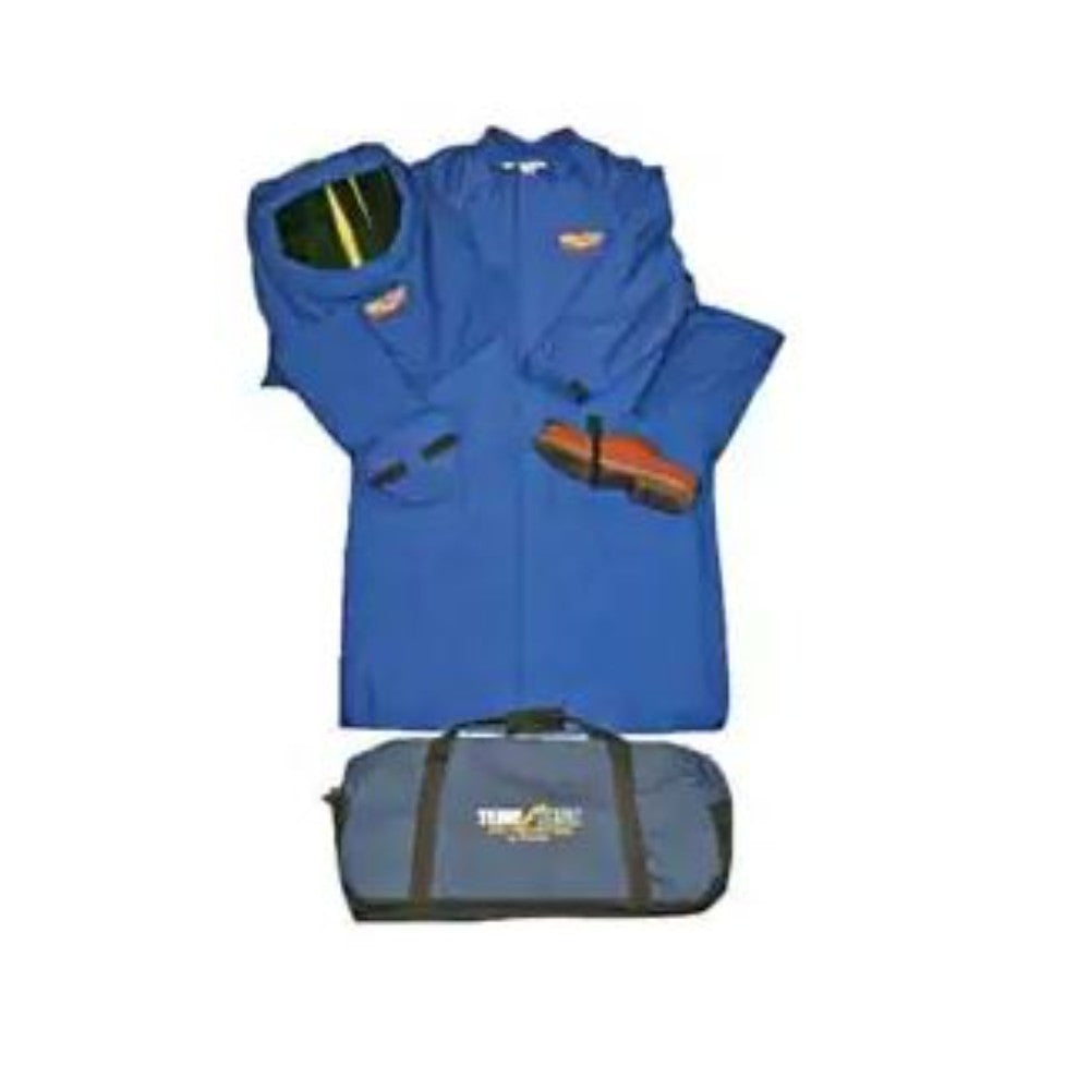 Coveralls, Arc Preventive, W/Head Protection, Synthetic Fiber, Medium