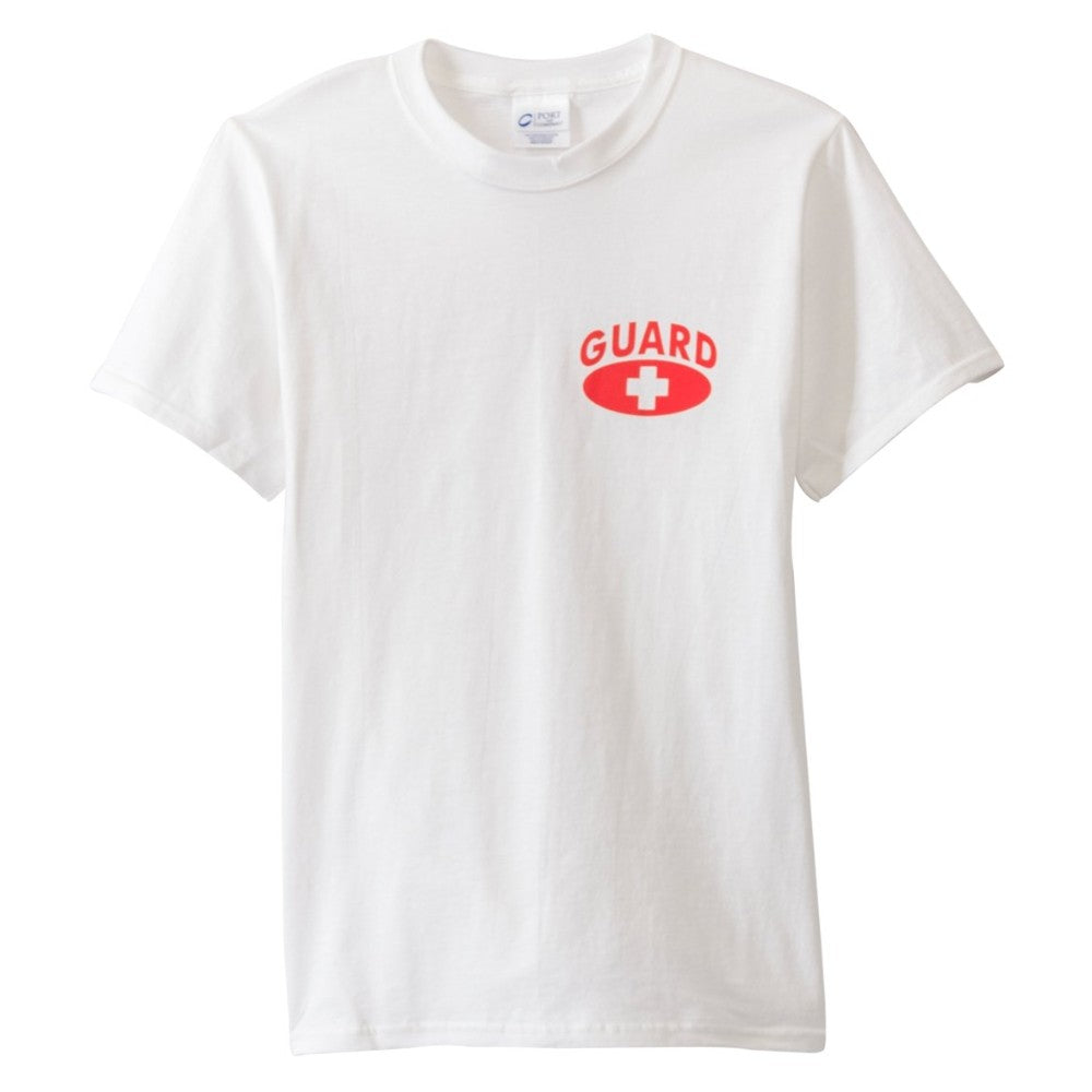 T-Shirt, Round Neck, Short Sleeve, Life Guard, White, Lg