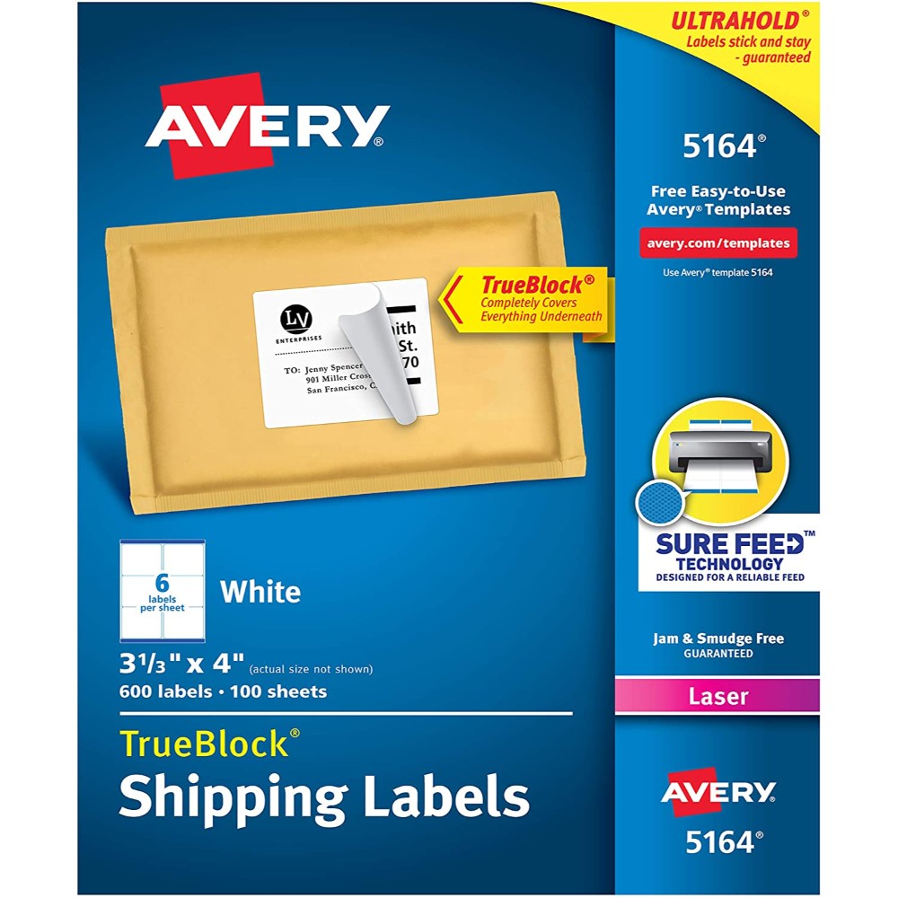 Label, Avery, 3.5 X 4 Inches 600 Labels/ Package