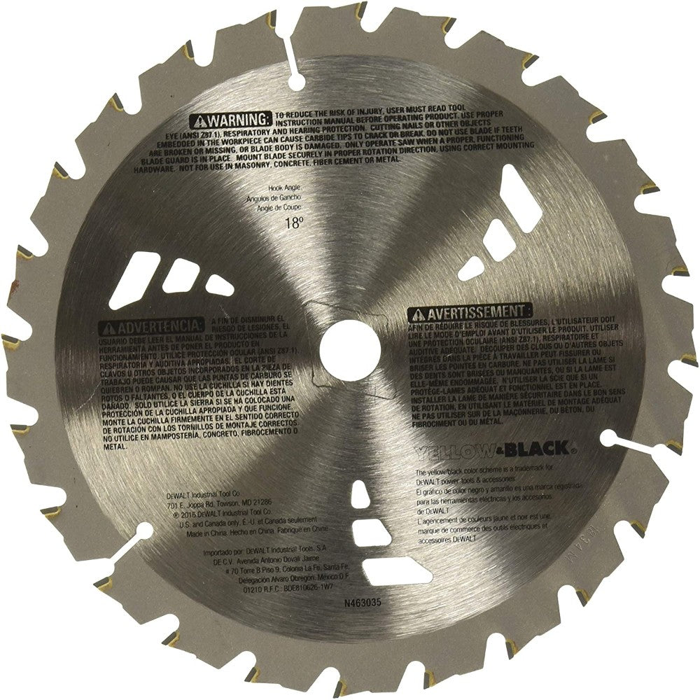 Blade, Circular Saw, Carbide, Wood Cutting, 7-1/4 Inches X 24 Tooth
