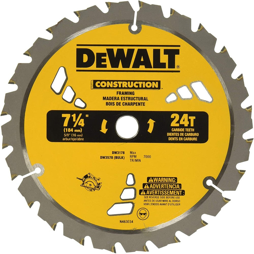 Blade, Circular Saw, Carbide, Wood Cutting, 7-1/4 Inches X 24 Tooth